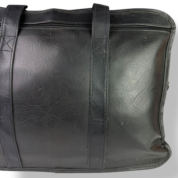 Vintage Briefcase Laptop Travel Bag Distressed Black Leather Rustic Rugged - Picture 14 of 15